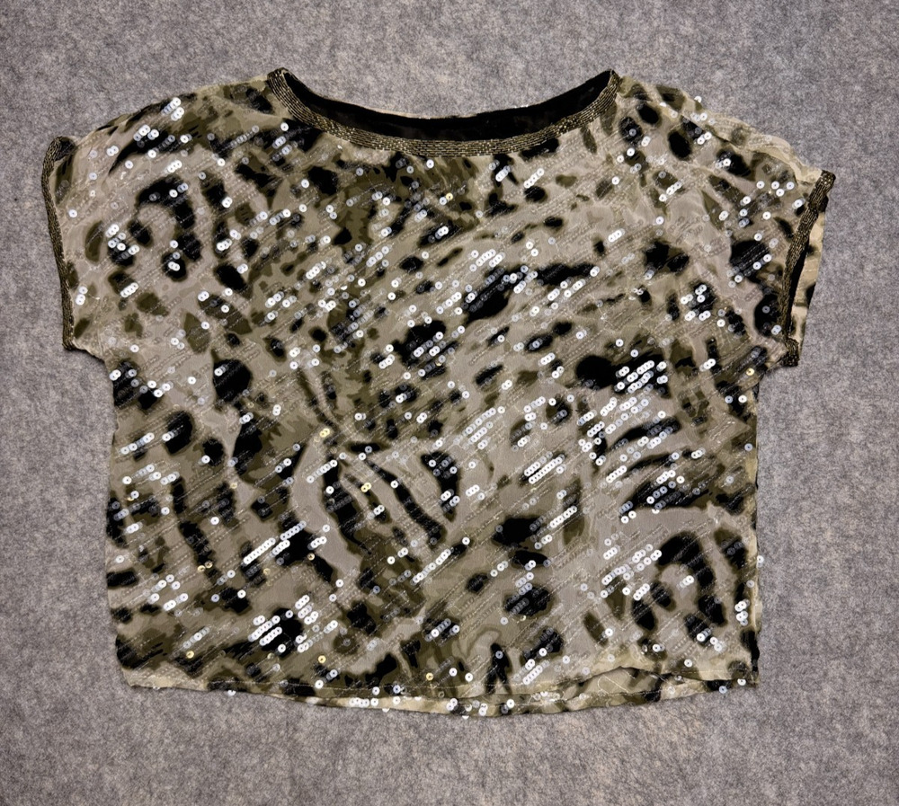 Vince Camuto Women's Sleeveless Shirt Top Work Wear Sz M Sequin Animal Print
